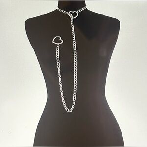 Leash Fetish Necklace with Double Heart Chain ⛓️‍💥 - 32 in